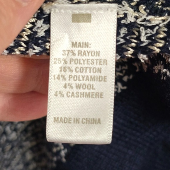 St John Open Cardigan Womens Medium Black Gray Short Sleeve Sweater Sequins READ - Picture 5 of 13